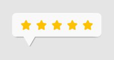 Five star rating vector in paper cut style design isolated on grey background. Feedback, Review, and rate us concept. EPS 10 vector illustration.